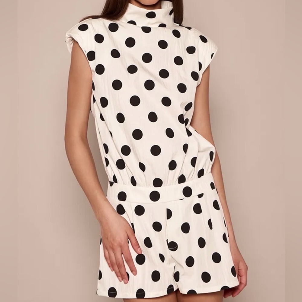POLKA DOT FUNNEL NECK PLAYSUIT